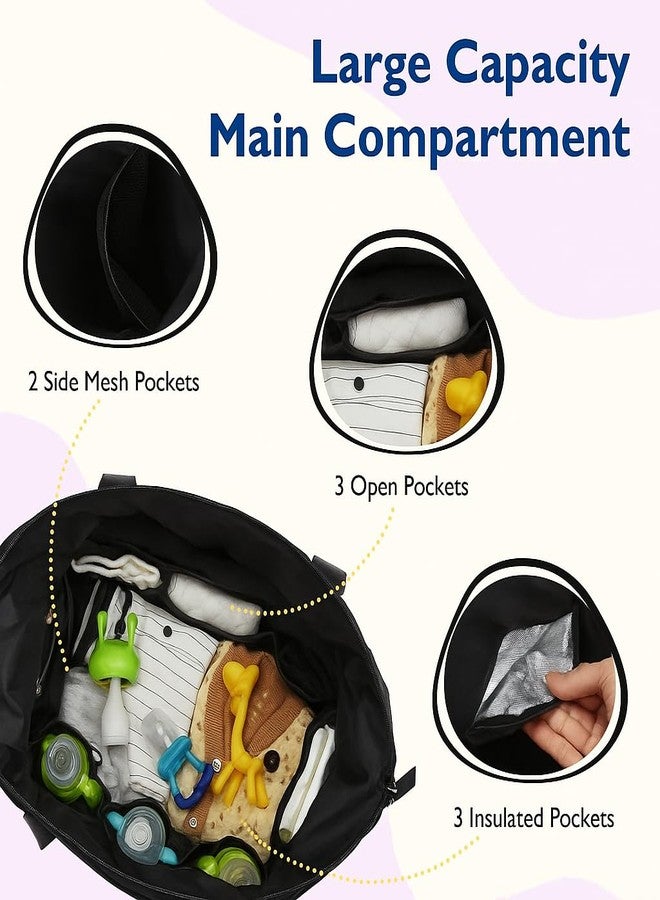 LITTLE CURIOUS حقيبة حفاضات أطفال من ليتل كيوريوس | حقيبة حفاضات للأمهات للسفر | حقائب أطفال للأمهات | حقيبة حفاضات أطفال للأمهات للسفر | حقائب سفر (أسود) - Image 3